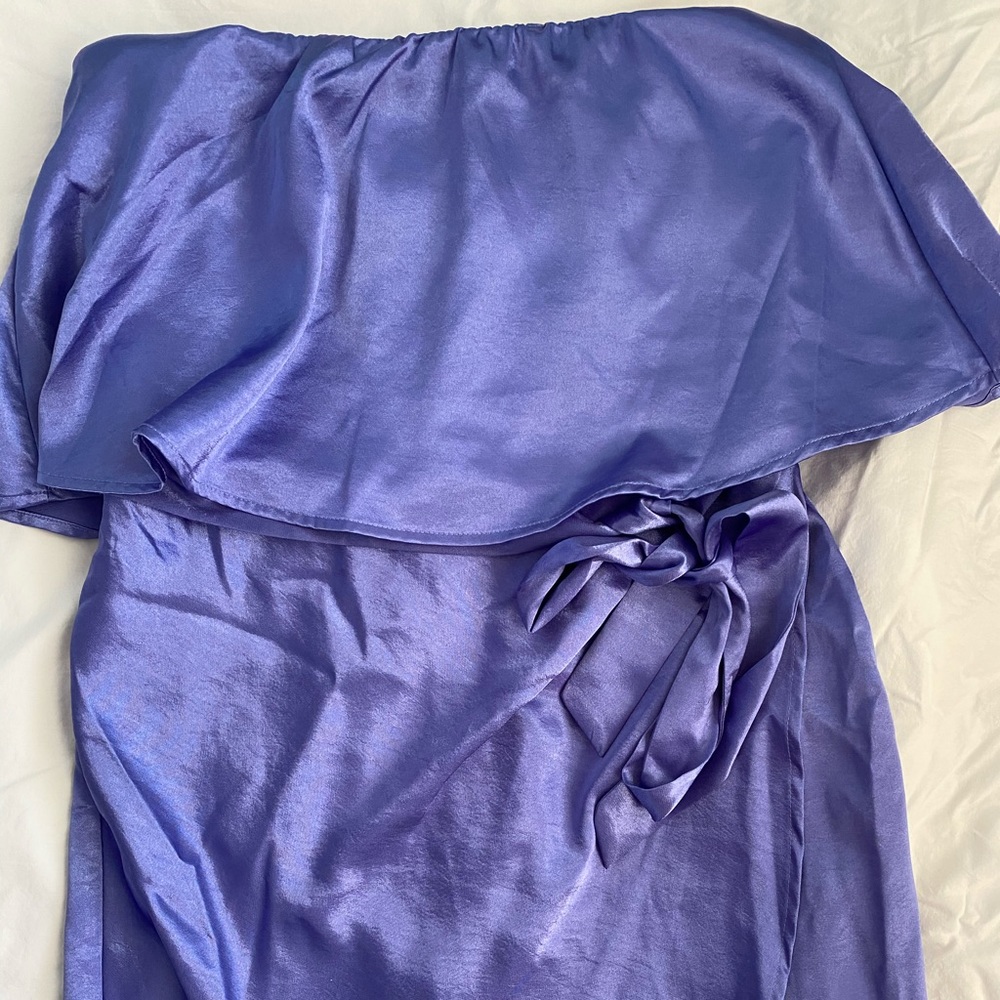 These Three Boutique Strapless Purple Satin Dress